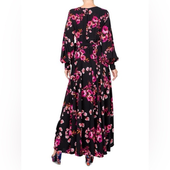 EUC Meghan LA Women's Floral Maxi Dress - Black and Pink - Picture 2 of 7